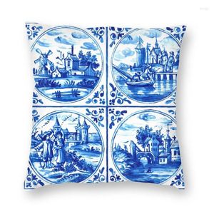 Funda de sofá con azulejos azules de Delft holandés moderno, suave, Vintage, velero, molinos de viento, decoración artística