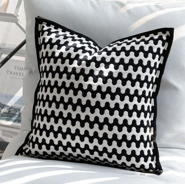 Almohada moderna moda geométrica almohada de tiro negro/estuche de almofadas 45 adolescente europea sencilla cómoda cubierta casera decore