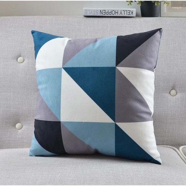 Almohada Moderna Minimalismo Geometría Cubierta Color Geométrico Triángulos Rayas Caso Decorativo Terciopelo Sofá Cubiertas