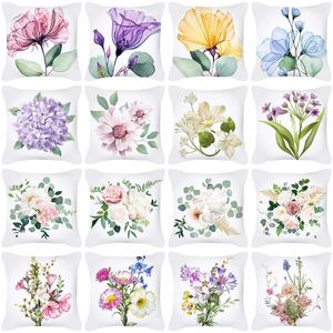 Kussen Moderne Eenvoudige Bloemen Bedrukte Hoes 18x18 Inch Gooi Kussensloop Scandinavische Stijl Lente Boerderij Home Decor Covers