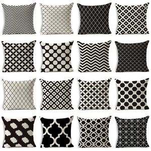 Oreiller style moderne en noir et blanc géométrique à carreaux imprimé d'oreilleur d'oreiller de canapé à domicile couverture de bureau