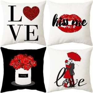 Kussen Morning Glamour Satin Pillowcase Valentijnsdag gooien thuis geschenk korte h print bank dekhoezen