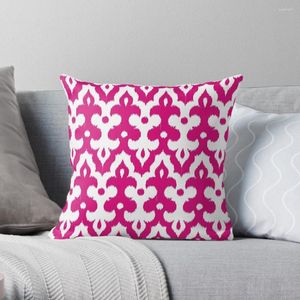 Kussen Marokkaans Ikat Damast Fuchsia Roze En Wit Gooi Luxe Hoes Kersthoezen S Voor Bank