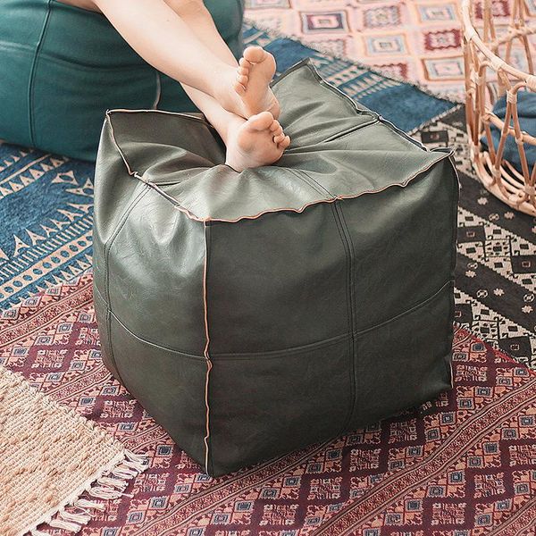 Oreiller marocain pup cuir poouf sofa sofa tootomage ottoman grand carré 45 45 cm artificiel non bouché