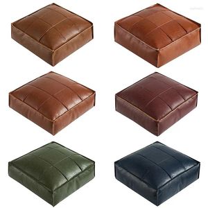 Almohada Moroccana PU Cuero Puf Square Cover sin alivio Piel de bordado de la piel del bordado