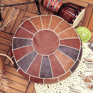 Kussen Marokkaanse stijl pu lederen voetsteun cover borduurvaartuigen ambachtelijke pomein woonkamer pouf voetenbank covers tatami stoel home decor