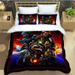 Oreiller Mortal Kombat 3d Print Fighter Game Widding Ensemble de literie Extra Large Couvret Set Double Couvrette + Couvercle Double Pillow