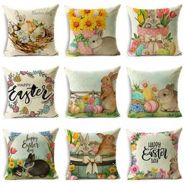 Almohada MRL Flores de Pascua Huevo Impresión Cubierta Funda de almohada para sofá Decoración de cama interior 40/45/50 cm