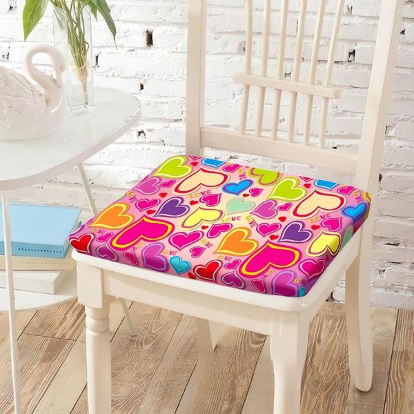 Oreiller multicolore love coeur imprimé chaise polyester memory mousse armchairs canapés canapés planches pour le bureau de bureau décor de la maison