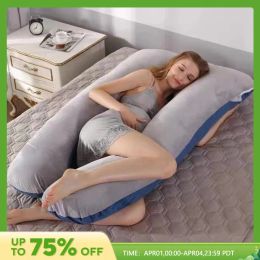 Almohada almohada de almohada de almohada de mujeres embarazadas multifuncionales al algodón puro desmontable y lavable de buhardilla de almohada ushapada