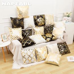 Almohada Napearl Funda de tiro Estampado dorado Geométrico Decorativo Hogar Sala de estar 45x45cm 1PC