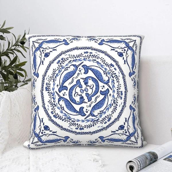 Oreiller Narhals en chinois Blue et blanc Porcelaine Céramique Case de style Chine Sac à dos S pour la décoration intérieure