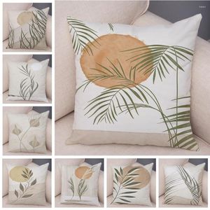 Oreiller Nature bambou feuille soleil oiseau abstrait nordique doux en peluche couverture décor taie d'oreiller jeter étui pour canapé maison