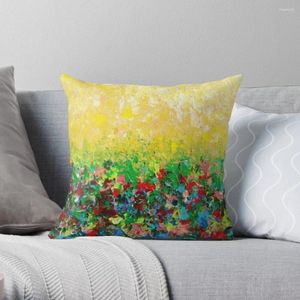 Pillow Nature's Living Room - Magnifique ensemble de couverture de paysage de fleurs sauvages brillantes.