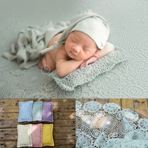 Pillow pasgeboren fotografie prop deken kussenstudio accessoires set handgemaakte schieten baby foto poseren zitzakdeksel weven stof