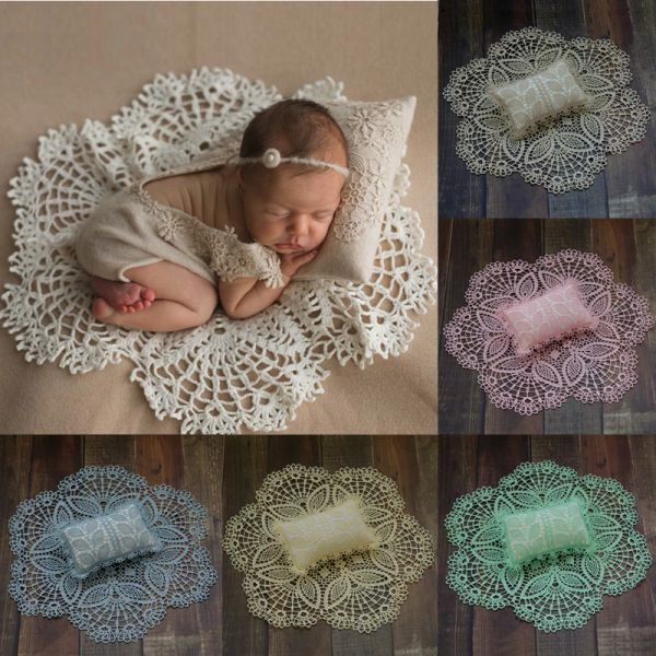 Oreiller nouveau-né photographie accessoires accessoires couvertures de crochet creuse + oreiller studio bébé accessoires