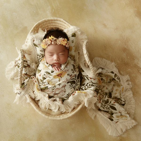 Almohada envoltura de fotografía recién nacida envoltura estirada envoltura almohada +muñeca +cestas de pose para disparar accesorios de fotos de estudio