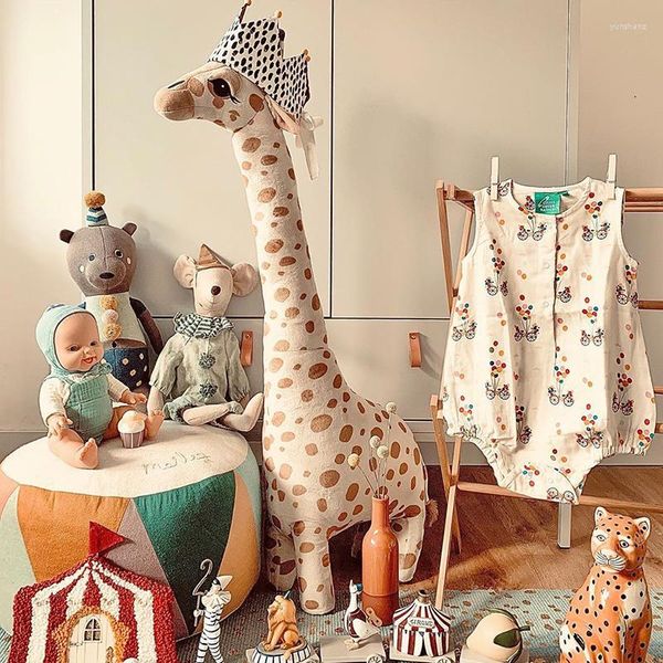 Oreiller nordique en peluche girafe 67/40cm, Animal en peluche doux, décoration de chambre de la Jungle pour pépinière, cadeau pour bébé, garçons et filles