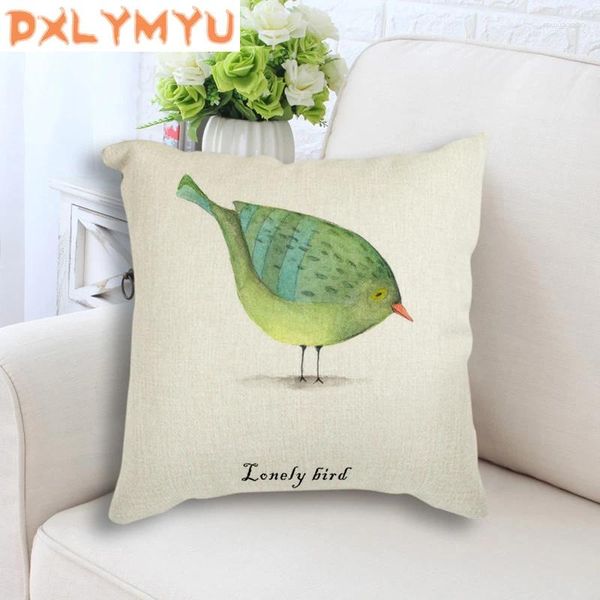 Almohada Arte nórdico Loney Cover de pájaros Cubiertas de animales de acuarela Decoración decorativa de sofá dormitorio