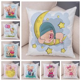 Kussen Noordse cartoon Pet Pig Case Decor Cute Animal Pillowcase Polyester Cover For Children Room Sofa Home Car 45x45cm