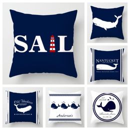 Pillow Nordic Dark Blue Series Náutica Cover 60 Sofá Decoración 45 Hogar se puede personalizar