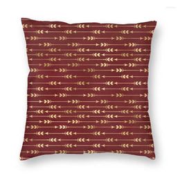 Oreiller nordique flèches dorées bohème bordeaux rouge housse de canapé en cuir doux Vintage taie d'oreiller décor à la maison