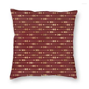 Almohada flechas doradas nórdicas bohemio burdeos de cuero rojo cubierta de sofá de tiro suave decoración del hogar