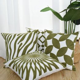 Oreiller Nordic Green Striped Broidery Pillowing Couvre de couvre-porela de salon Decoration Sofa Lit Bureau Aire-oreiller de la taille 40818