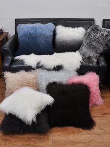 Oreiller nordique Ins 30X50 cm Tibet fourrure de mouton jeter couverture salon chambre canapé luxe peau siège arrière