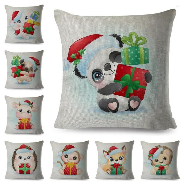 Oreiller Nordic Kids Room Panda Elephant Cow Cas Decor Decor mignon Cartoon Animal lin Merry Christmas Cover For Sofa Home