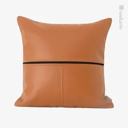 Oreiller canapé de luxe nordique lit de couture en cuir orange modèle chambre carrée jardin extérieur