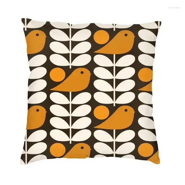 Oreiller nordique multisttem oiseaux noirs blancs orange blanc pour canapé soft orla kiely scandi case décoration de décoration intérieure