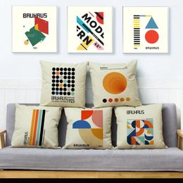 Kussen -Noordse polyester worpkoffer voor bank Minimalistisch kleurblok dubbele afdrukkap Decor Bauhaus moderne kussensloop