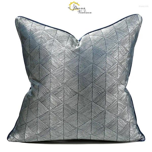 Pillow Nordic Series Simple Style Blue Geometric Triangle Jacquard Pattern Luxury Throw Cover