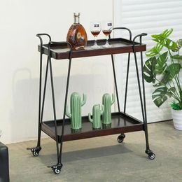 Almohada Nordic Solid Wood Comedor Pista de té Cart de vino de té El hogar sala de estar móvil móvil