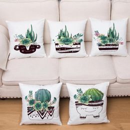 Kussen -Noordse stijl Cartoon Green Plant Cactus Throw Cover 45 45cm Pluche Case Sofa Home Decor Pillows Cases
