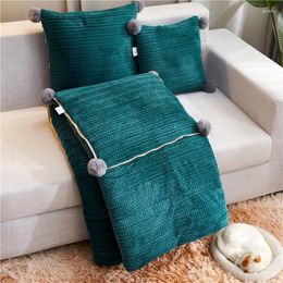 Kussen-Noordse stijl Crystal Fluff Ball Quilt Solid Color Dual-Purpose geweven bank Auto zachte huizendecoratie