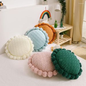 Oreiller Nordic Style Futon Sofa Home Seat Yoga Mat main repose pour enfants décor de chambre jet pom pom pom tricoté rond