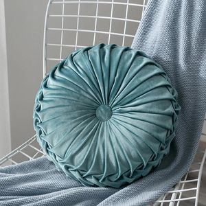 Oreiller de style nordique Velvet Pouf Pouf Round Couleur de couleur Soupchage du sol de décoration de la baie vitrée