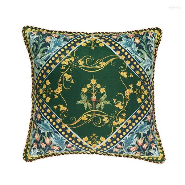 Almohada Fundas de tiro nórdico Conjunto de 2 Patrón de hierba rodante Vintage Terciopelo Acento Decoración Sofá Sofá Cama Funda de almohada de lujo