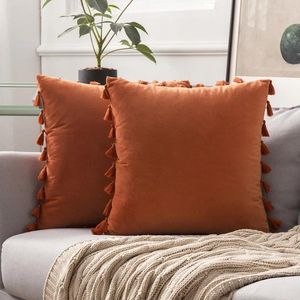 Almohada Velvet Nórdico Gran cubierta de borla caja hecha a mano Boho Sofá Decoración del hogar Decorativo de almohada de lujo