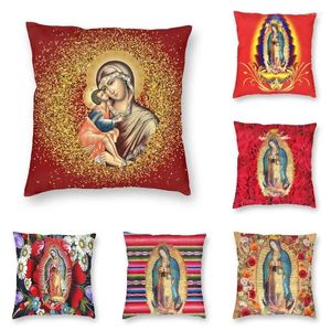 Kussen -Noordse maagd Maria dekking voor bank fluwelen Mexicaanse katholieke Jesus Case Living Room Home Decor