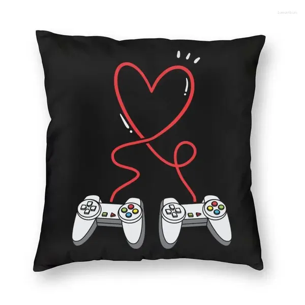 Pillow Nostalgia Gamer Controler Portada de corazón 40x40cm Decoración del hogar 3D Video videojuego