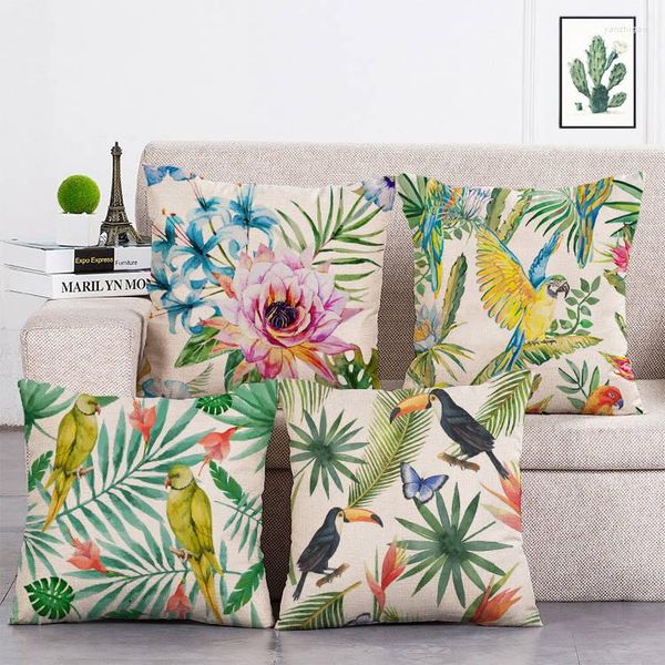 Almohada Ofa, funda decorativa, planta Tropical, hoja, loro, piña, 45 cojines, decoración del hogar, funda de almohada T119