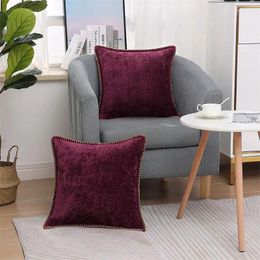 Oreiller olanly chenille couvre solide simple velours simple jet décoratif nordique luxe français fenêtre