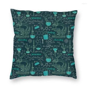 Almohada de laboratorio antiguo con tubos de microscopio, cubierta de fórmulas, funda de suelo de química científica Vintage para sala de estar