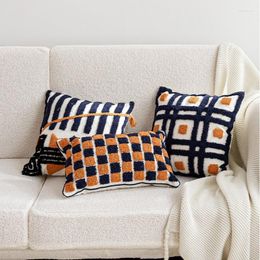 Kussen oranje zwart contrast Marokkaanse getufte deksel geometrische 45x45cm/30x50cm huizendecoratie sofa