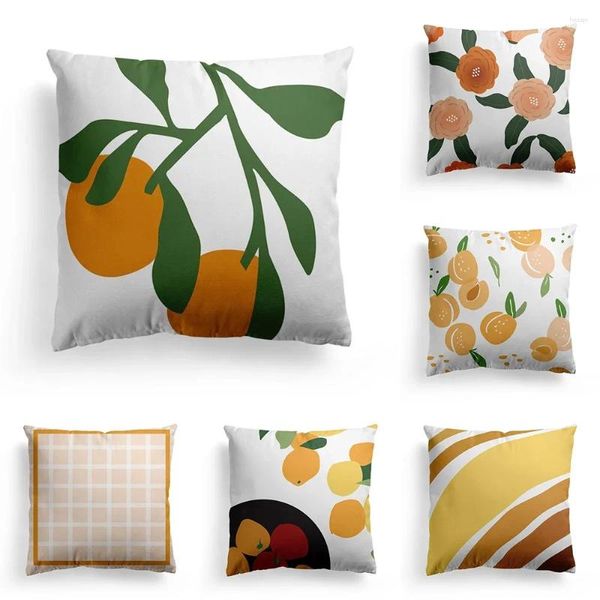 Funda de almohada naranja, funda de fruta fresca, fundas de almohada para el hogar y el coche, almohadas decorativas para sofá para cuadrado S