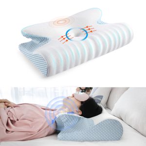 Oreiller orthopédique en mousse à mémoire de forme 60x37cm rebond lent doux en forme de papillon détendre le cou cervical pour le dormeur latéral 230711