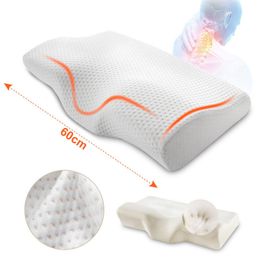 Almohada Ortopédica Almohada de espuma viscoelástica 60x35 cm Rebote lento Memoria suave Almohadas para dormir En forma de mariposa Relaja el cuello uterino para adultos 230214